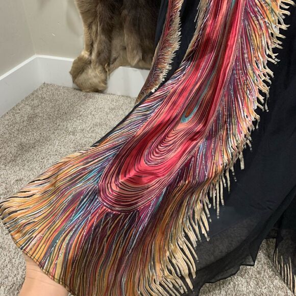 Stunning Silk Jacquard Floral Sleeveless Evening Dress with Exquisite Beading - Picture 8 of 16